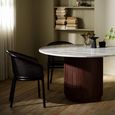 Erie Dining Table - 6 Seater - 140cm - Round - Ivory Marble with Brown Base
