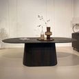 Novero Dining Table - 230cm - 10 Seater - Oval - Pedestal - Espresso Oak