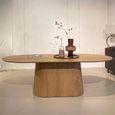 Novero Dining Table - 230cm - 10 Seater - Oval - Pedestal - Natural Oak