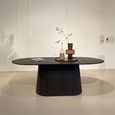Novero Dining Table - 200cm - 8 Seater - Oval - Pedestal - Espresso Oak