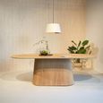 Novero Dining Table - 200cm - 8 Seater - Oval - Pedestal - Natural Oak