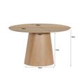 Novero Dining Table - 130cm - 4 Seater - Round - Pedestal - Natural Oak