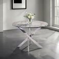 Alden Dining Table - 4 Seater - 107cm - Round - Chrome Legs - White and Grey Marble Effect