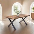 Eden Dining Table - 6 Seater - 180cm - Black Cross Legs - Elm Wood