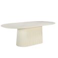 Patrice Fluted Dining Table - 10 Seater - 230cm - Oval - Pedestal - Off White - Mango Wood