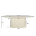 Patrice Fluted Dining Table - 10 Seater - 230cm - Oval - Pedestal - Off White - Mango Wood