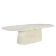 Patrice Fluted Dining Table - 12 Seater - 300cm - Oval - Pedestal - Off White - Mango Wood