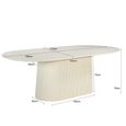 Patrice Fluted Dining Table - 12 Seater - 300cm - Oval - Pedestal - Off White - Mango Wood