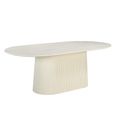 Patrice Fluted Dining Table - 8 Seater - 180cm - Oval - Pedestal - Off White - Mango Wood