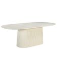 Patrice Fluted Dining Table - 8 Seater - 200cm - Oval - Pedestal - Off White - Mango Wood