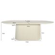 Patrice Fluted Dining Table - 8 Seater - 200cm - Oval - Pedestal - Off White - Mango Wood
