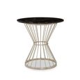 Anzio Dining Table - 2 Seater - 70cm - Round - Black Marble with Silver Hourglass Base