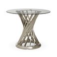 Anzio Dining Table - 2 Seater - 90cm - Round - Clear Glass with Silver Hourglass Base