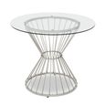 Anzio Dining Table - 2 Seater - 90cm - Round - Clear Glass with Wireframe Hourglass Base
