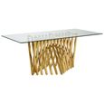 Arezzo Dining Table - 6 Seater - 180cm - Clear Glass with Gold Base
