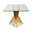 Arezzo Dining Table - 6 Seater - 180cm - Clear Glass with Gold Base