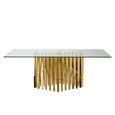 Arezzo Dining Table - 8 Seater - 200cm - Clear Glass with Gold Base