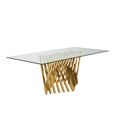 Arezzo Dining Table - 8 Seater - 200cm - Clear Glass with Gold Base