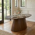 Dining Table - 210cm - 8 Seater - Oval - Brown - Marble and Mango Wood