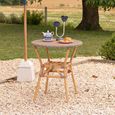 Geo Outdoor Dining Table - 70cm - 2 Seater - Round - Orange and Turquoise - Rattan and Bamboo Wood