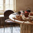 Curved Dining Table - 122cm - 4 Seater - Round - Waved Desgin - Natural - Wood