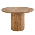 Curved Dining Table - 122cm - 4 Seater - Round - Waved Desgin - Natural - Wood