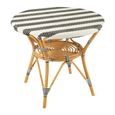 Dining Table - 90cm - 2 Seater - Round - Black and White - Rattan and Bamboo Wood