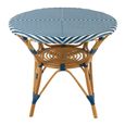 Dining Table - 90cm - 2 Seater - Round - Blue and White - Rattan and Bamboo Wood