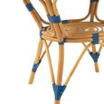 Dining Table - 90cm - 2 Seater - Round - Blue and White - Rattan and Bamboo Wood