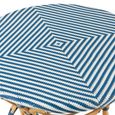 Dining Table - 90cm - 2 Seater - Round - Blue and White - Rattan and Bamboo Wood