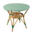 Dining Table - 90cm - 2 Seater - Round - Dark Green and White - Rattan and Bamboo Wood