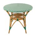 Dining Table - 90cm - 2 Seater - Round - Dark Green and White - Rattan and Bamboo Wood