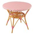 Dining Table - 90cm - 2 Seater - Round - Pink and White - Rattan and Bamboo Wood