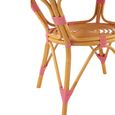 Dining Table - 90cm - 2 Seater - Round - Pink and White - Rattan and Bamboo Wood