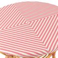 Dining Table - 90cm - 2 Seater - Round - Pink and White - Rattan and Bamboo Wood