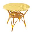 Dining Table - 90cm - 2 Seater - Round - Yellow and White - Rattan and Bamboo Wood