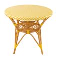 Dining Table - 90cm - 2 Seater - Round - Yellow and White - Rattan and Bamboo Wood