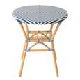 Geo Outdoor Dining Table - 70cm - 2 Seater - Round - Blue and White - Rattan and Bamboo Wood