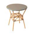 Geo Outdoor Dining Table - 70cm - 2 Seater - Round - Orange and Turquoise - Rattan and Bamboo Wood