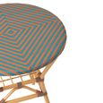 Geo Outdoor Dining Table - 70cm - 2 Seater - Round - Orange and Turquoise - Rattan and Bamboo Wood