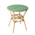 Geo Outdoor Dining Table - 70cm - 2 Seater - Round - Yellow and Azure Blue - Rattan and Bamboo Wood