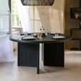 Dining Table - 150cm - 6-8 Seater - Round - Black - Teak Wood