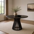 Eli Dining Table - 110cm - 4 Seater - Round - Slatted Base - Black - Mango Wood