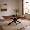 Gerard Dining Table - 180cm - 6 Seater - Star Base - Brown and Black - Acacia Wood