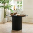 Vincent Fluted Dining Table - 120cm - 6 Seater - Round - Drum Base - Black - Mango Wood
