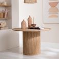 Vincent Fluted Dining Table - 120cm - 6 Seater - Round - Drum Base - Natural - Mango Wood