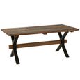 Dining Table - 180cm - 6 Seater - Cross Legs - Brown Vintage Wood
