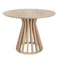 Eli Dining Table - 110cm - 4 Seater - Round - Slatted Base - Natural - Mango Wood