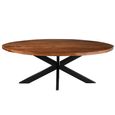 Gerard Dining Table - 210cm - 8 Seater - Oval - Star Base - Brown and Black - Acacia Wood
