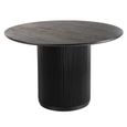 Vincent Fluted Dining Table - 120cm - 6 Seater - Round - Drum Base - Black - Mango Wood
